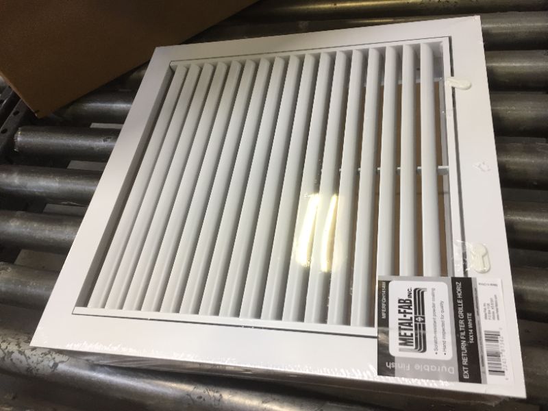 Photo 2 of 14" X 14" Aluminum Return Filter Grille - Easy Airflow - Linear Bar Grilles [Outer Dimensions: 15.75w X 15.75h] 14 x 14 SEALED