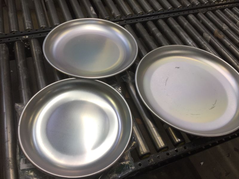 Photo 1 of 3pc Stainless Steel Display Tray, Round, Markings/Scuffs as a result of use 