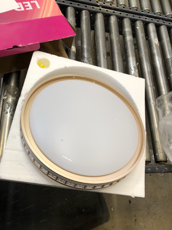 Photo 1 of 16 Inch LED Ceiling Light Fixture Flush Mount Gold Modern Crystal, 24W 3 Color Temperatures 3000k/4000k/5000k Adjustable,Holen Large Ceiling Lamp for Living Room Bedroom Kitchen Bathroom Hallway