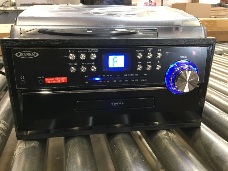 Photo 2 of JENSEN JTA-475B 3-Speed Stereo Turntable with CD System, Cassette, and AM/FM Stereo Radio Black