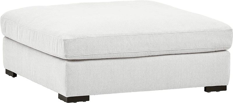 Amazon Brand – Stone & Beam Lauren Down Filled Oversized Ottoman with Hardwood Frame, 46.5"W, Pearl