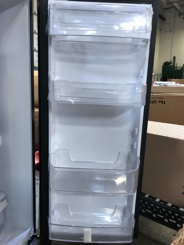 Photo 8 of 25.5 CU. FT. FRENCH DOOR REFRIGERATOR WITH ICE & WATER DISPENSER - BLACK

This Winia 25.5 cu. ft. French Door refrigerator is beautifully designed with a Filtered Ice & Water Dispenser and a Fingerprint Resistant Finish that holds magnets. The fridge is l