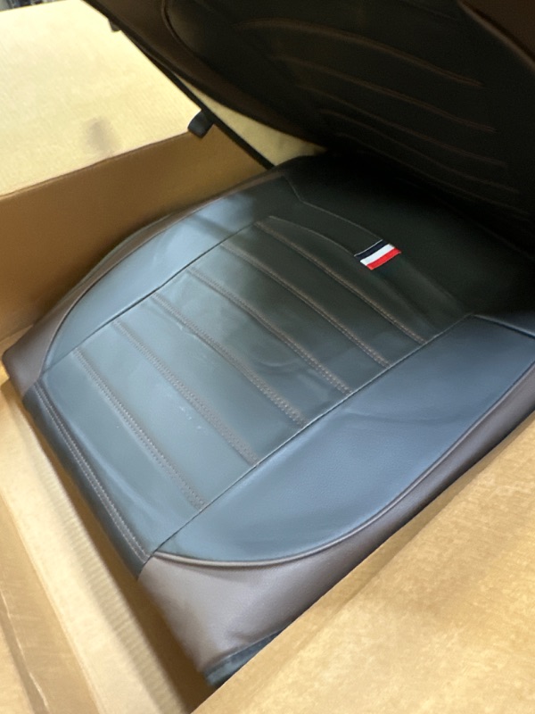 Photo 1 of ANKIV Full Set Universal Fit 5 Seats Car Waterproof Pu Leather Front Rear Car Seat Cushion Cover with Headrest Waist Support Pillows for Sedan or SUV Brown-----used needs cleaning before setting up