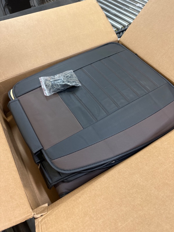 Photo 1 of ANKIV Full Set Universal Fit 5 Seats Car Waterproof Pu Leather Front Rear Car Seat Cushion Cover with Headrest Waist Support Pillows for Sedan or SUV Brown-----used needs cleaning before setting up