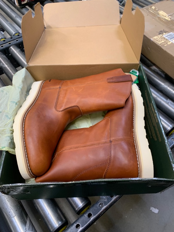 Photo 3 of Golden Fox 12" Work Boot Pull On Wellington Wedge Lightweight Outsole for Construction Farming and Ranching 13 Brown --- Box Packaging Damaged, Item is New
