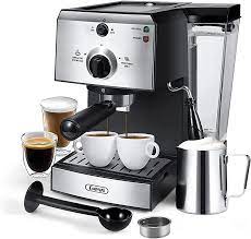 Photo 1 of Gevi 15 Bar Pump Espresso Coffee Machine, Espresso and Cappuccino Machine for Home, with Manual Milk Frother Steam Wand, 50 oz removable water tank, Silver / Stainless --- Box Packaging Damaged, Moderate Use, Dirty From Previous Use, Missing Accessories