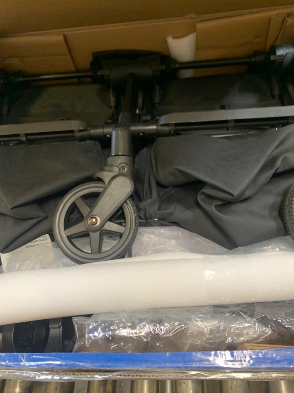 Photo 1 of Mompush Lithe Double Stroller, Lightweight Twin Stroller with Aluminum Frame and Two Large Individual Recline Seat, Double Stroller Infant and Toddler with Large Canopy Black --- Box Packaging Damaged, Item is New
