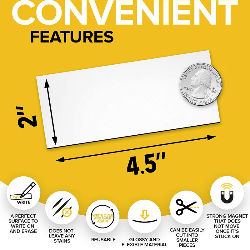 Photo 4 of Dry Erase Magnetic Labels - Reusable Sticky Notes - Magnetic Notepads for Refrigerator - Dry Erase Magnetic Sheets - Blank Magnet Stickers to Write On - Magnets for Whiteboard Classroom Fridge