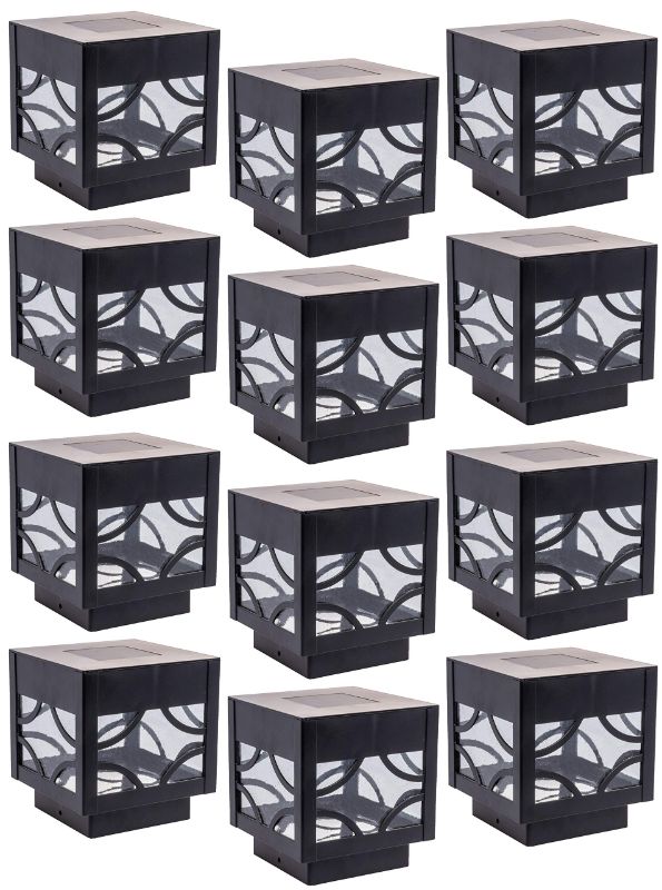 Photo 1 of 12pcs GreenLighting 12 Pack Pulsar Solar Powered LED Post Cap Light for 4x4 or 5x5 Posts (Black) 12 Pack Pulsar Black