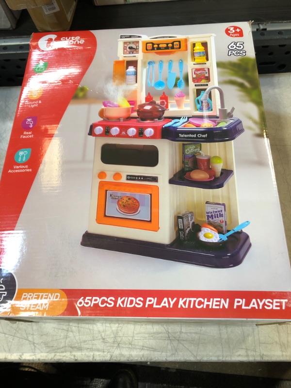 Photo 3 of CUTE STONE Play Kitchen, Kids Kitchen Playset with Play Sink, Cooking Stove with Steam, Real Sounds & Lights, Pretend Play Food Toys, Kitchen Toy Gift for Toddler Boys Grils Blue
USED
MISSING PIECES