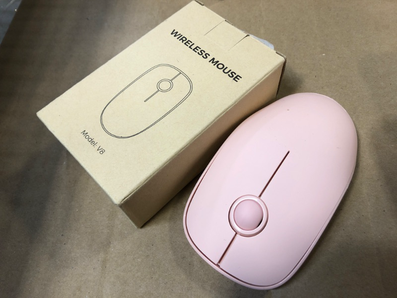 Photo 1 of Slim Wireless Mouse V8 2.4G Fashion Cordless Mouse Precise Control for Notebook Computer PC Laptop MacBook and Chromebook (Pink) 
