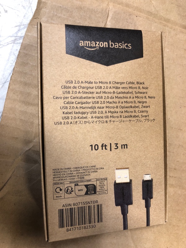 Photo 2 of Amazon Basics USB 2.0 A-Male to Micro B Cable, 10 feet, Black