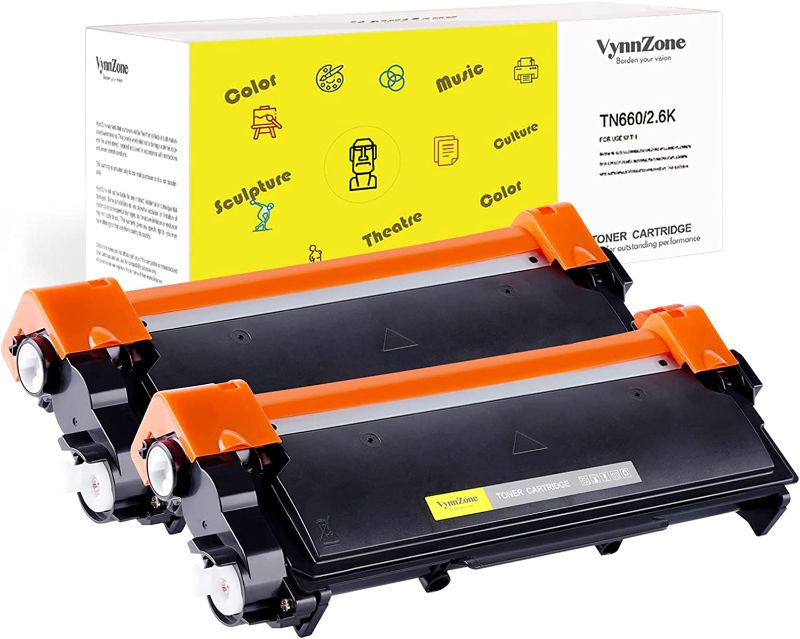 Photo 1 of VynnZone Compatible Toner Cartridge TN660 High Yield Replacement for Brother TN-660 TN630 with HL-L2300D HL-L2305W HL-L2380DW DCP-L2540DW MFC-L2700DW MFC-L2740DW MFC-L2707DW Printer (2 Pack, Black)
