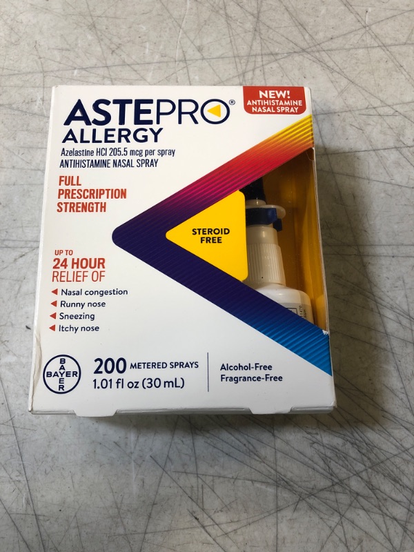 Photo 2 of Astepro Allergy Nasal Spray, 24-Hour Allergy Relief, Steroid-Free Antihistamine, 200 Metered Sprays (1 Bottle)
EXP 04/2025