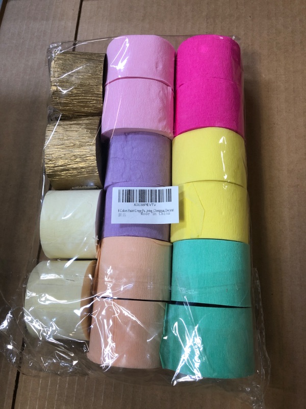 Photo 2 of 16 Rolls Crepe Paper Streamers, 8 Colors Pastel Streamers Party Supplies for Birthday Party Baby Shower Wedding Ceremony Various Large Festivals Decoration 16PCS-Pastel