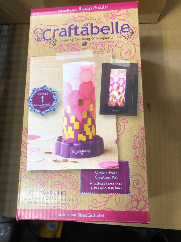 Photo 3 of Craftabelle – Ombre Fade Creation Kit – Lampshade Decorating Kit – 323pc LED Lamp Set with Fabric & Accessories – DIY Arts & Crafts for Kids Aged 8 Years + FACTORY SEALED