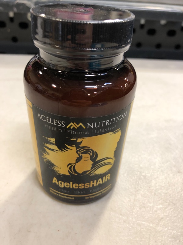 Photo 1 of Ageless Nutrition: AgelessHAIR - Premium Hair, Skin and Nails - 30-Day Supply - with Vitamin C, Vitamin A, Biotin, and Natural Extracts for Collagen Support - Safe from Heavy Metals - Made in The USA---------exp date 03-2024