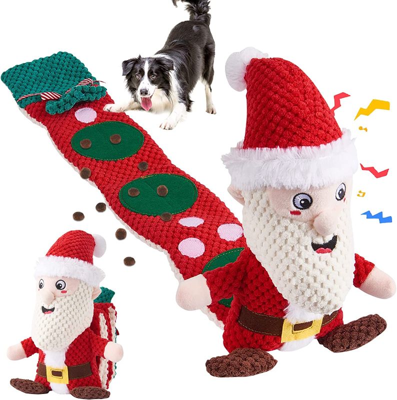 Photo 1 of Yzmewael Christmas Dog Toys Dog Puzzle Toys for Boredom, Tough Squeaky Stuffed Plush Dog Toys for Xmas Presents, Santa Crinkle Enrichment Dog Chew Toys for Small, Medium, Large Dogs