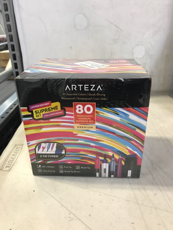 Photo 2 of ARTEZA Permanent Markers, Set of 80, 61 Assorted Colors Paint Pens, Waterproof, Crafts Supplies for Stone, Plastic, Glass, Wood, and Metal, Art Supplies for Calligraphy, Coloring ** FACTORY SEALED 