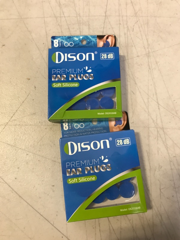 Photo 2 of !! 2 PACK !! Ear Plugs for Swimming,DISON 28dB Waterproof Swimming Ear Plugs,8pairs Silicone Reusable Moldable Earplugs for Noise Reduction for Sleeping,Swimming,Snoring,Concerts,Travel