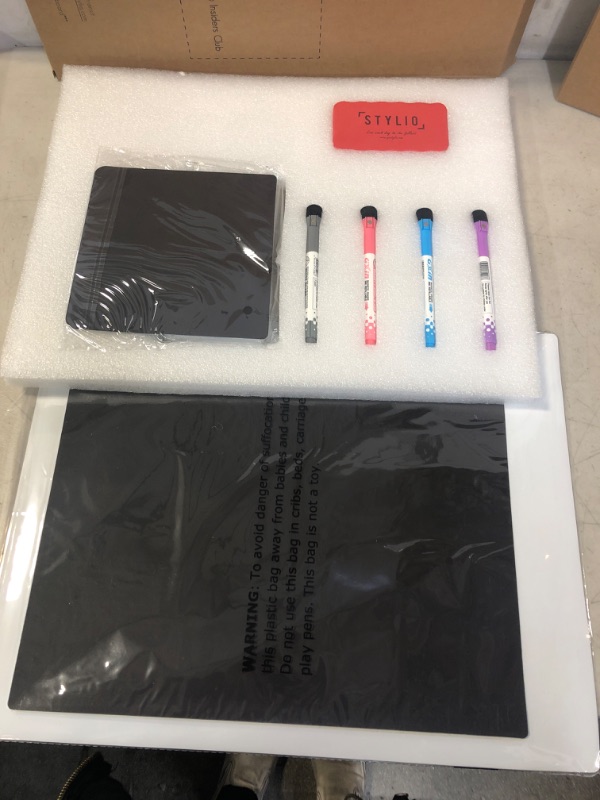 Photo 2 of STYLIO Magnetic Dry Erase White Board Set: Large & Small White Boards for Wall (mounting Tape incl) & Refrigerator. Bonus Fridge Magnet Organizer Pouch, Markers & Duster. Home, Office, Kids