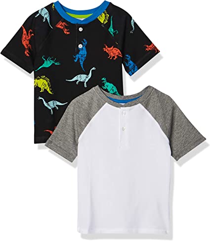 Photo 1 of Amazon Essentials Boys' Short-Sleeve Henley T-Shirts, Pack of 2 XS
