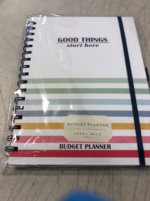 Photo 2 of 12-Month Budget Planner Spiral Notebook, Undated, Bill Planner, Financial Organizer, Spending Tracker with Cash Envelopes, Pockets, and Stickers, by Steel Mill & Co, 9.25 x 7, Stripes