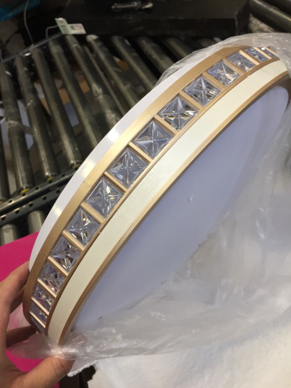 Photo 1 of 16 Inch LED Ceiling Light Fixture Flush Mount Gold Modern Crystal, 24W 3 Color Temperatures 3000k/4000k/5000k Adjustable,Holen Large Ceiling Lamp for Living Room Bedroom Kitchen Bathroom Hallway

