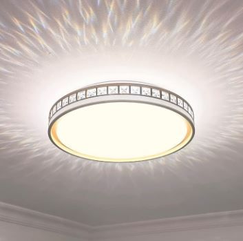 Photo 1 of 16 Inch LED Ceiling Light Fixture Flush Mount Gold Modern Crystal, 24W 3 Color Temperatures 3000k/4000k/5000k Adjustable,Holen Large Ceiling Lamp for Living Room Bedroom Kitchen Bathroom Hallway
