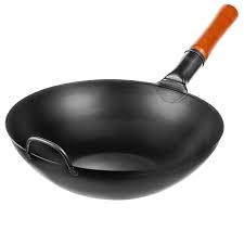 Photo 1 of 13,5-inch Pre-Seasoned Black Carbon Steel Wok Flat Bottomed