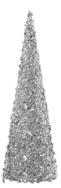 Photo 1 of 12-24 Inch High Sequin and Bead Silver Christmas Cone Tree 