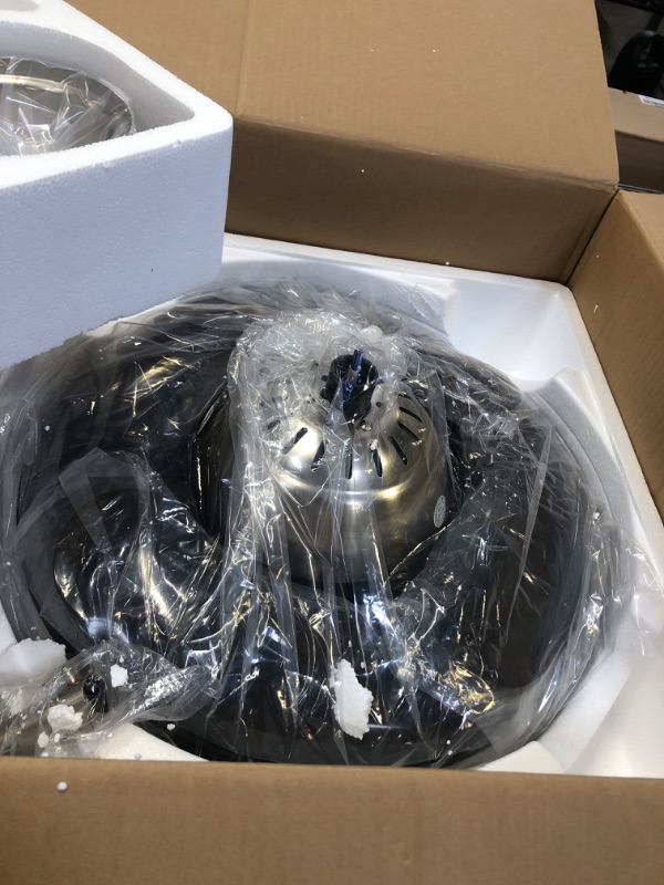 Photo 4 of Panda Lighting 42" Retractable Ceiling Fan with Light and Remote Vintage Chandelier Fan with Silent Motor Fandeliers Ceiling Fans with Remote Indoor Lighting Fixture for Living Room Silver