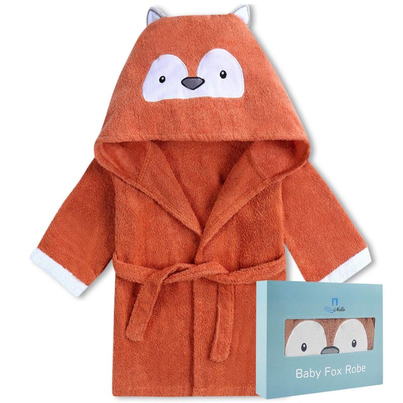 Photo 1 of BlueMello Baby Fox Bathrobe | Ultra-Soft Hooded Robe for Toddlers 0-6 Months | Essential Bath Towel for Infants | Ideal for Baby Boy Accessories and Newborn Registry | Perfect Baby Girl Shower Gift