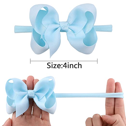 Photo 2 of 40pcs 4inches Baby Girls Grosgrain Ribbon Hair Bows Headbands Nylon Elastic Hair Band Hair Accessories for Infants Newborn