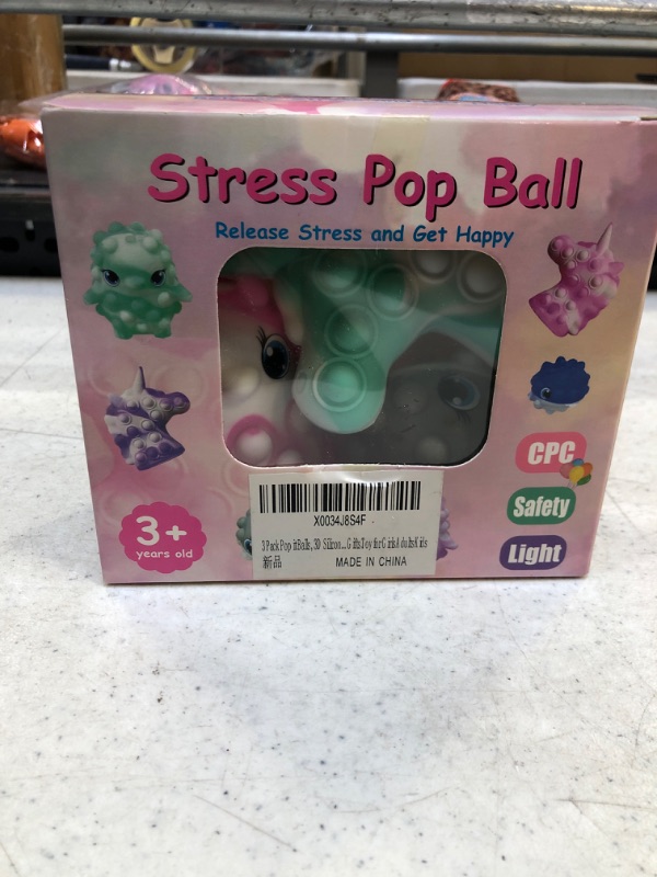 Photo 2 of 3 Pack Pop Stress Balls Fidget Toys,3D Stretchy Anxiety Relief Fingertip Squeeze Toy,Silicone Push Bubbles Stress Pressure Relieving Toys for Anti-Anxiety for Autistic Kids Smart