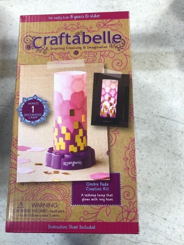 Photo 2 of Craftabelle – Ombre Fade Creation Kit – Lampshade Decorating Kit – 323pc LED Lamp Set with Fabric & Accessories – DIY Arts & Crafts for Kids Aged 8 Years +