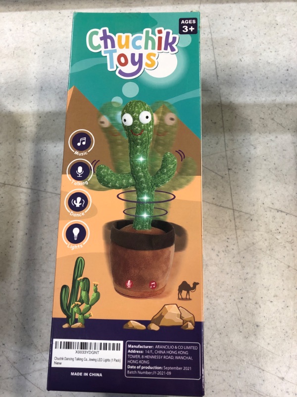 Photo 2 of Chuchik Dancing Talking Cactus Toy for Babies – 60 Songs the Singing Cactus Toy with 3 Changeable Outfits – Plush Wiggle Dancing Talking Repeating Mimicking Cactus Toy with Glowing LED Lights (1 Pack)
