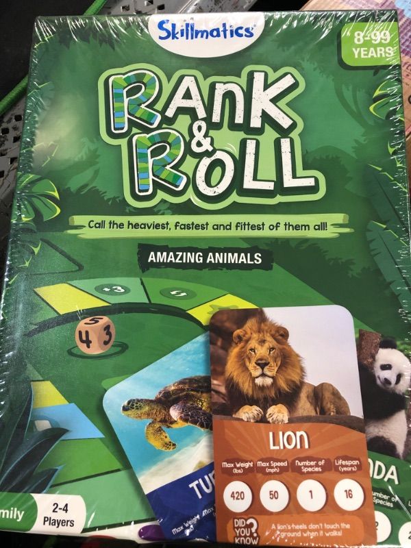 Photo 1 of Skillmatics Trump Card & Board Game : Rank & Roll Amazing Animals | Strategy Memory Game | Gifts for 8 Year Olds and Up | Games for Adults, Teens & Kids