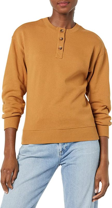 Photo 1 of Amazon Essentials Women's Relaxed-Fit Henley Fleece Sweatshirt - 6X - 