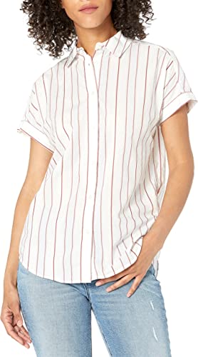 Photo 1 of Amazon Brand - Goodthreads Women's Oversized Lightweight Cotton Short-Sleeve Shirt - MEDIUM -