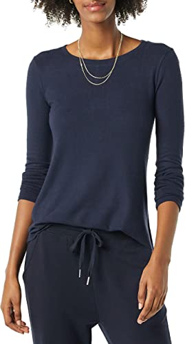 Photo 1 of Daily Ritual Women's Cozy Knit Standard-Fit Long-Sleeve Shirttail Hem Crewneck Shirt - MEDIUM -