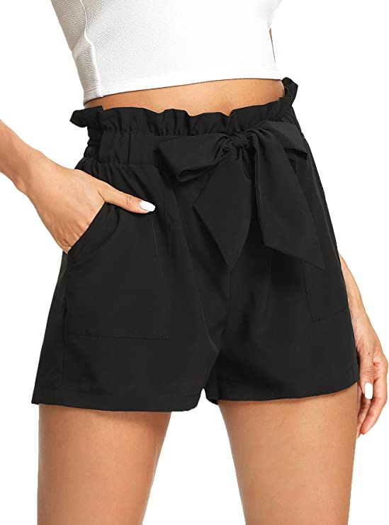 Photo 1 of Romwe Women's Casual Elastic Waist Bowknot Summer Shorts with Pockets  SIZE S 
