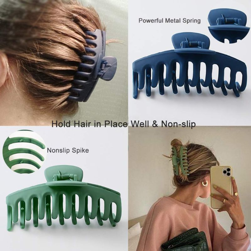 Photo 1 of Large Hair Claw Clip for Women - 4.3? Jumbo Hair Clips Strong Hold Hair Catch Barrette Jaw Clamp for Thick/Thin Hair Tortoise Barrettes Celluloid Big Fashion Hair Styling Accessories Girls (4 Pack)
