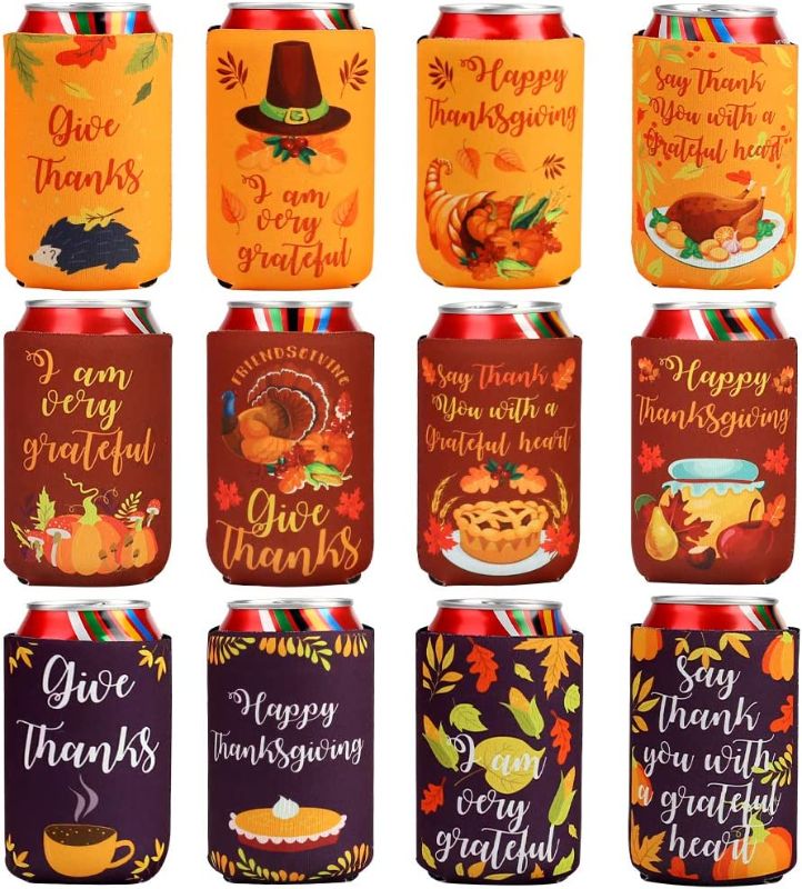 Photo 1 of 3 otters Thanksgiving Can Coolers, 12PCS Fall Beer Can Coolies Thankful Grateful & Stuffed Can Coolers, Thanksgiving Favors, Friendsgiving 2022
