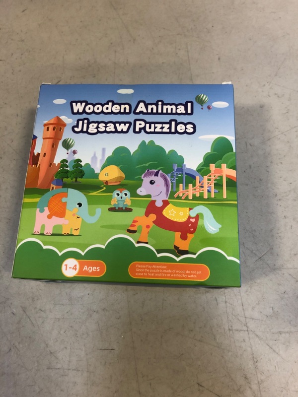 Photo 2 of Childgoo Wooden Puzzles for Toddlers Age 2-4 Years Old, Montessori Games and Educational Toys for Kids 2-4 (4-Pack Animal Type M)  -- FACTORY SEALED --
