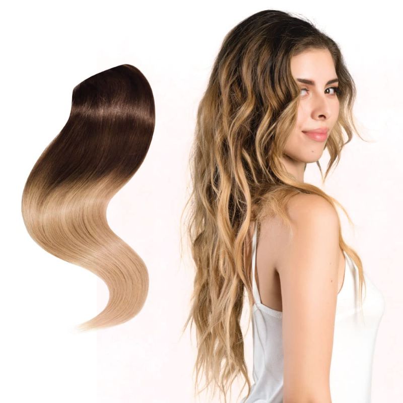 Photo 1 of Clip-In Hair Extension Set by Joi Hair, Clip Sewn Machine Weft, Premium Remy Human Hair, Full Set for Full Head, 120g, 160g, 220g 20" (120 Grams Joi Full for Fine Density, #T4/15 Honey Blonde Ombré)  -- FACTORY SEALED --
