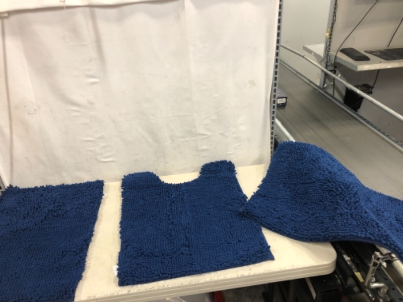 Photo 1 of 3pcs bathroom mat set (blue)
