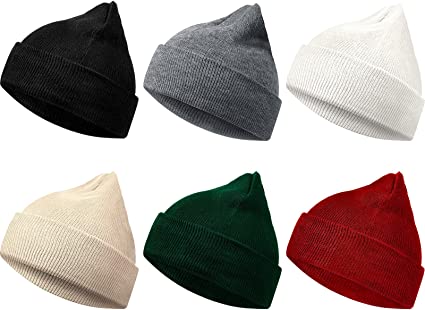 Photo 1 of 6 Pieces Multi-Color Unisex Beanies Cap Cuffed Beanie Cap Comfortable Warm Cold-Proof Knitted Hat
