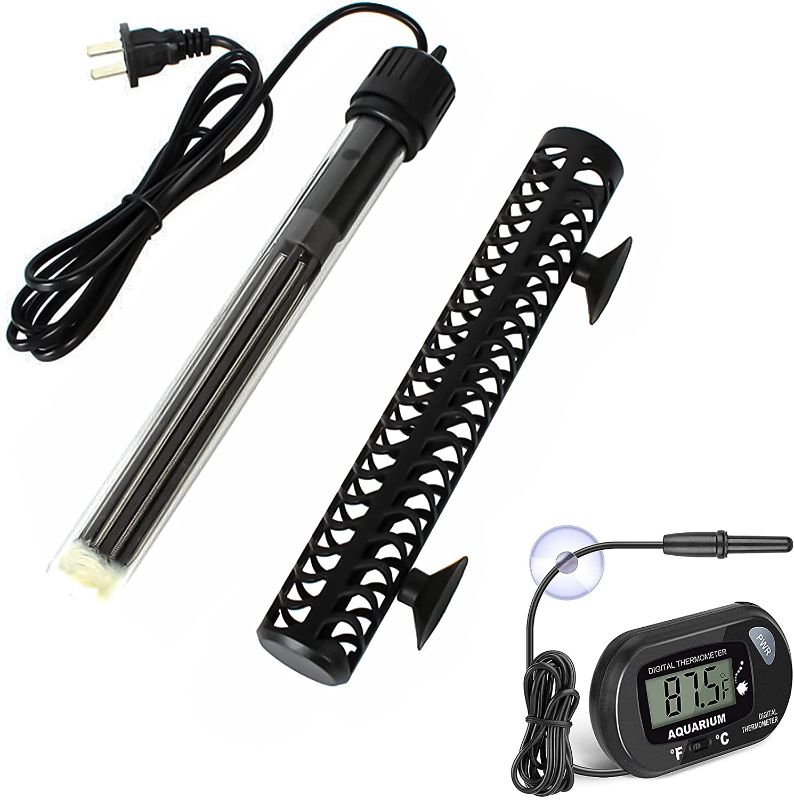 Photo 1 of CANVUNTHY Aquarium Heater Fish Tank Heating Rod 100W/200W/300W with with Adjust Knob Thermostat, Free Submersible Thermometer