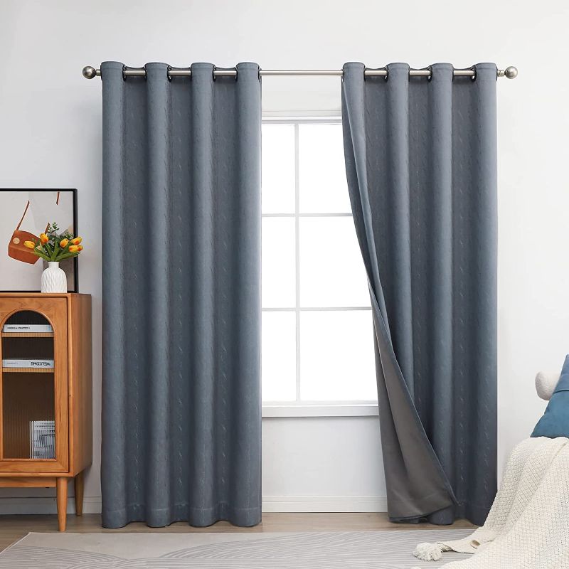 Photo 1 of 100% Blackout Curtains 84 inch Length Room Darkening Drapes Thermal Insulated Sound Blocking Privacy Window Curtains Panel for Living Room